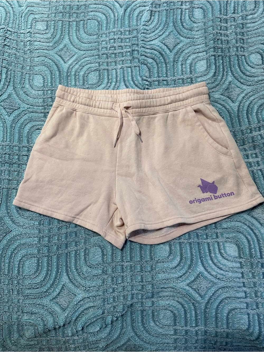 Origami Button Band Women's Cream Fleece Lounge Shorts